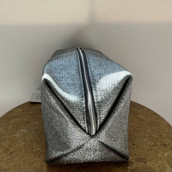 Coach Toiletry Pouch, Makeup & Cosmetic Bag, Silver Shimmering Large Zipper NWT - Picture 5 of 16